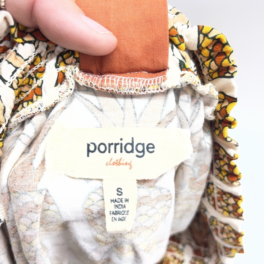 Anthropologie Porridge Off-Shoulder Pineapple Print Top with Rust Bow - Picture 6 of 6